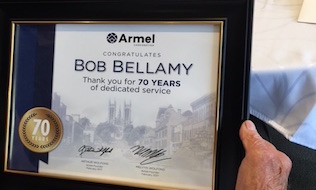The picture of delayed retirement: Employee credits respect for 70 years of service